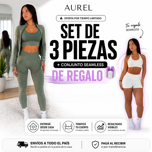 Set de tres piezas mas conjunto seamless de regalo